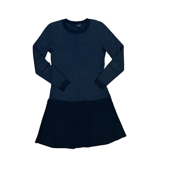 Theory Black/Dark Gray Wool Blend Knee-Length Sweater Dress Size S - Picture 2 of 7